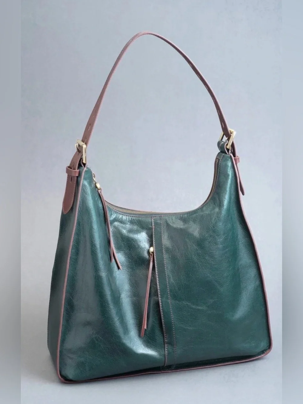 Hobo Marley Leather Shoulder Hobo Bag Deep Green